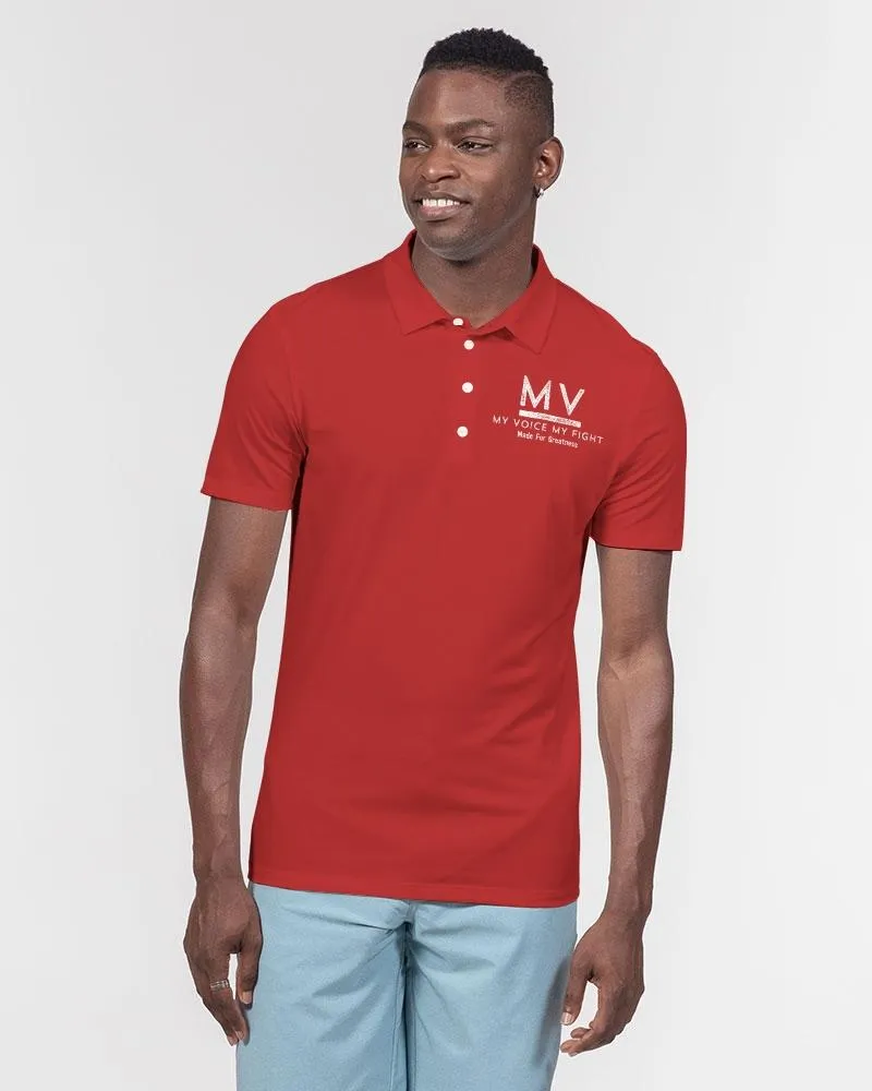 Red MVM Fight Slim Fit Short Sleeve Polo