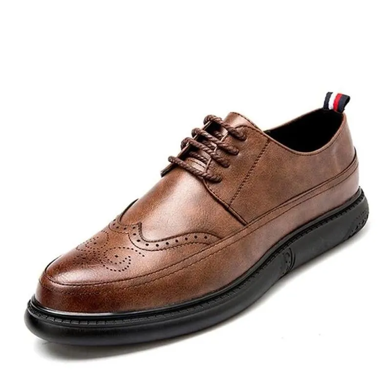 Retro Bullock Design Men Classic Business Formal Shoes Pointed Toe