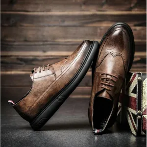 Retro Bullock Design Men Classic Business Formal Shoes Pointed Toe