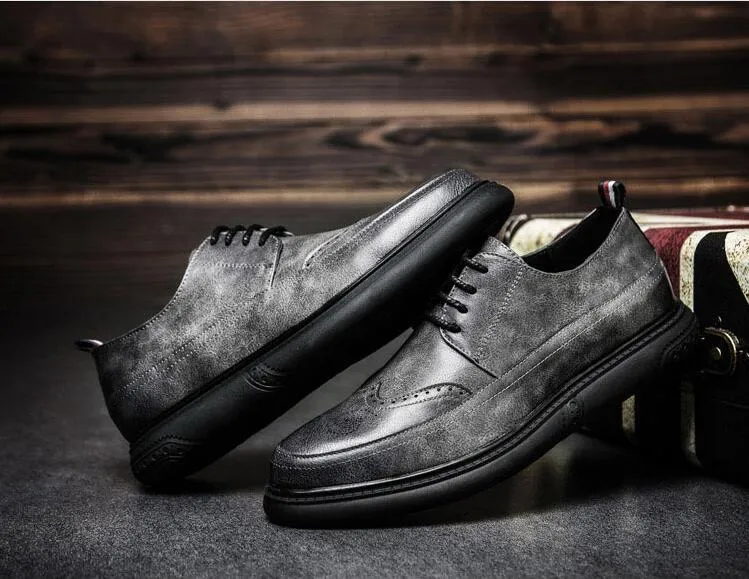 Retro Bullock Design Men Classic Business Formal Shoes Pointed Toe