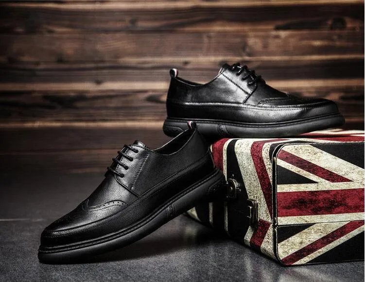 Retro Bullock Design Men Classic Business Formal Shoes Pointed Toe