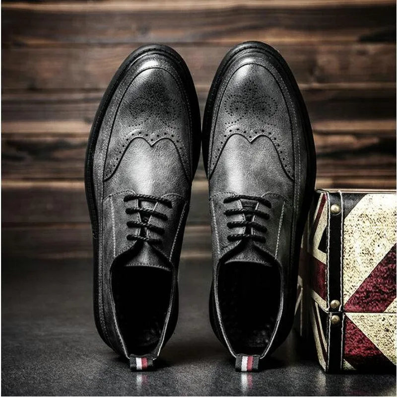 Retro Bullock Design Men Classic Business Formal Shoes Pointed Toe
