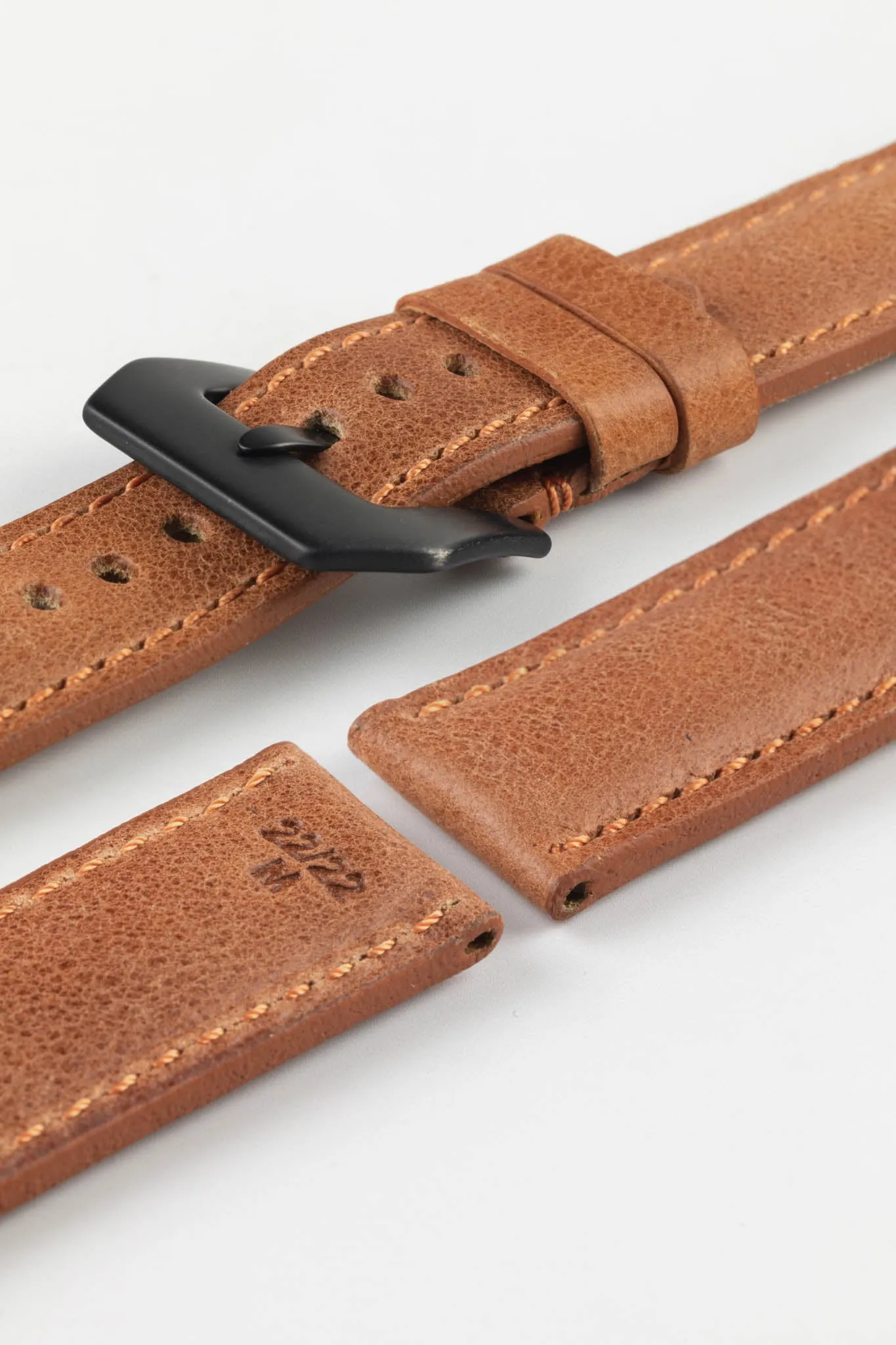RIOS1931 DERBY Genuine Vintage Leather Watch Strap in COGNAC