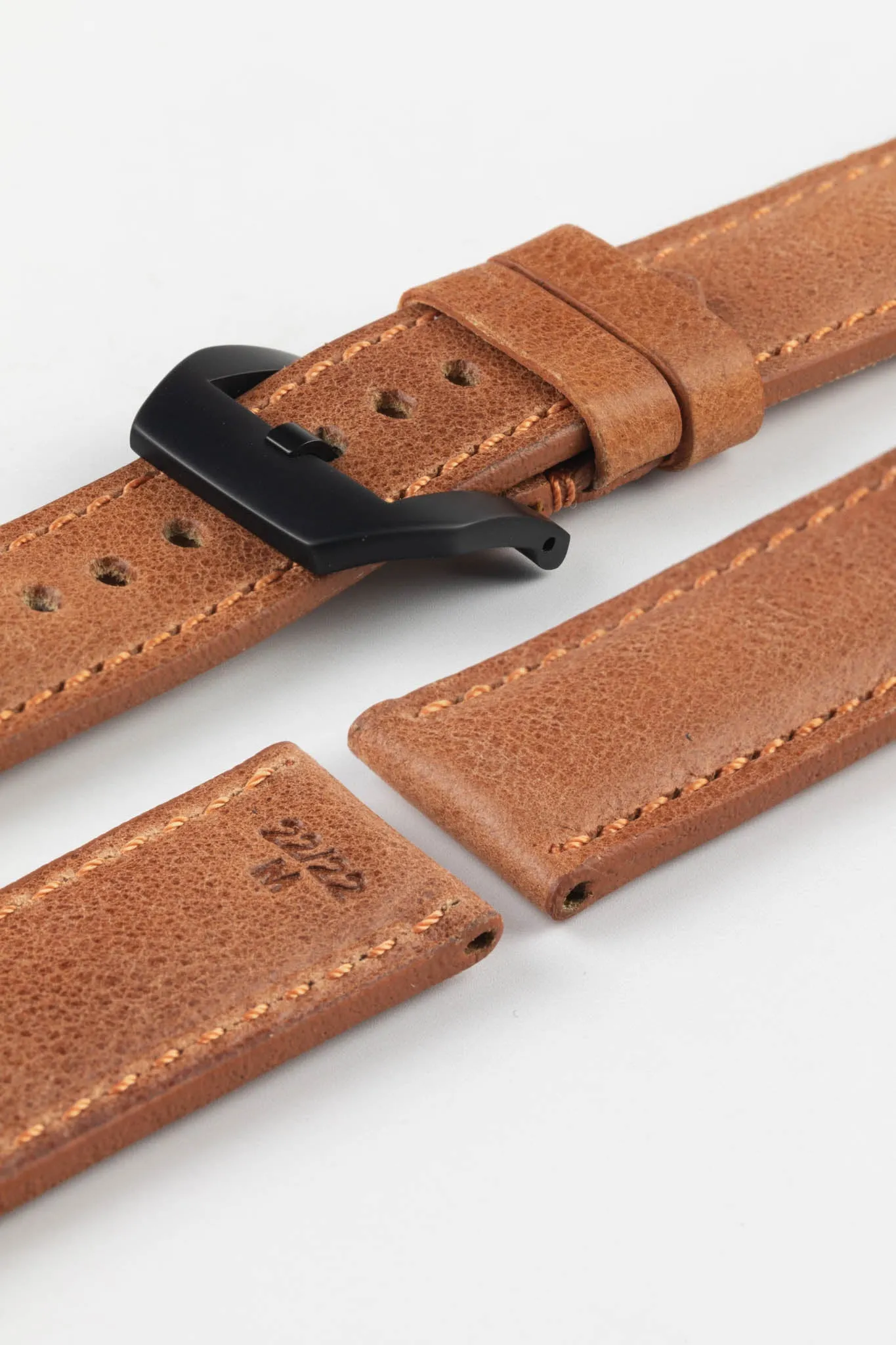 RIOS1931 DERBY Genuine Vintage Leather Watch Strap in COGNAC