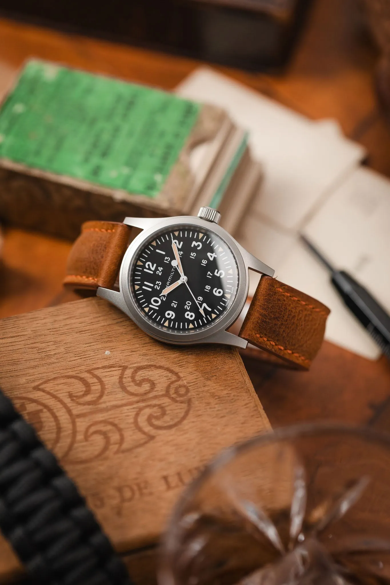 RIOS1931 DERBY Genuine Vintage Leather Watch Strap in COGNAC