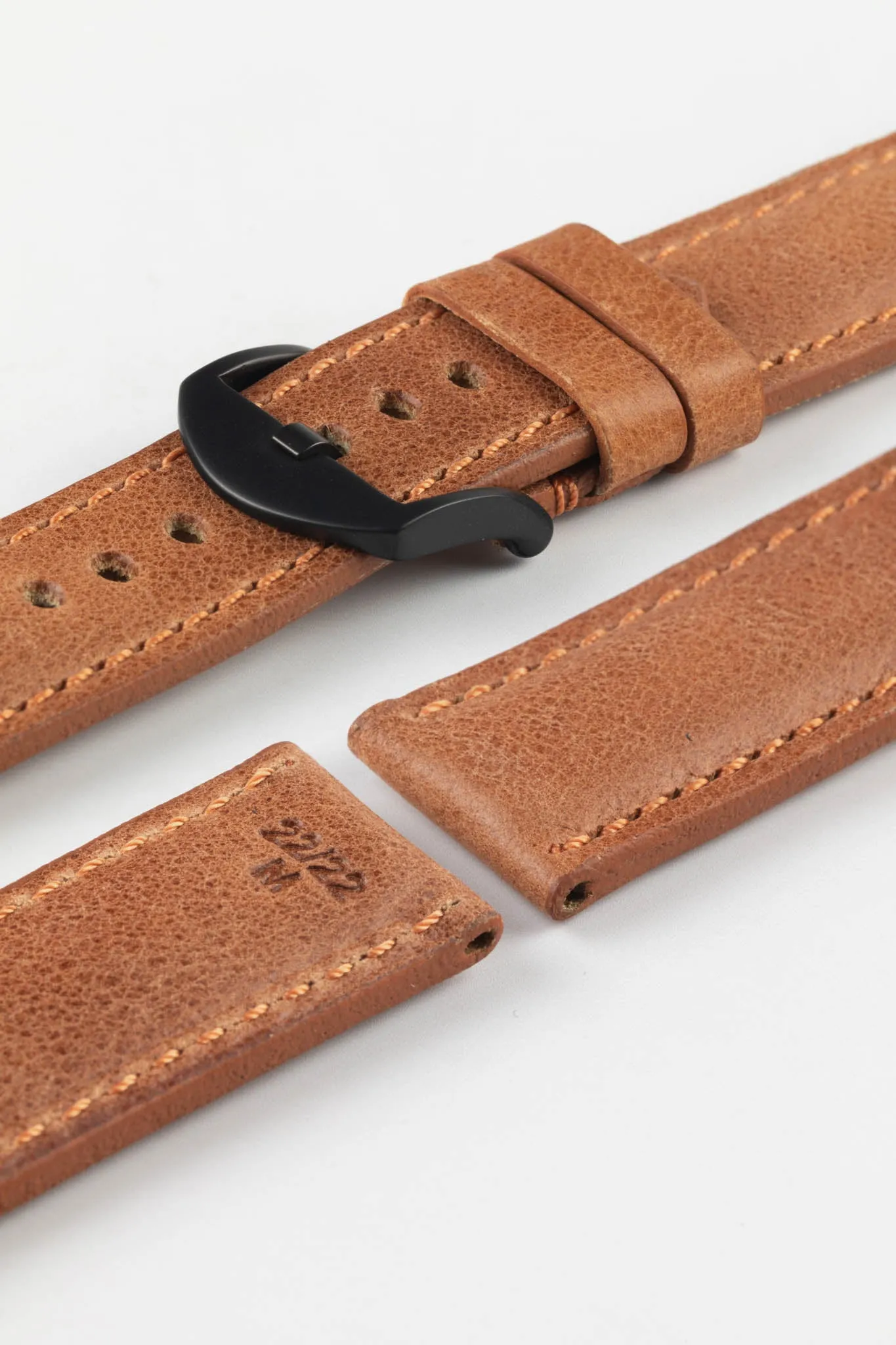 RIOS1931 DERBY Genuine Vintage Leather Watch Strap in COGNAC