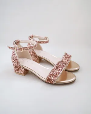 Rock Glitter Low Block Heel Girls Sandals