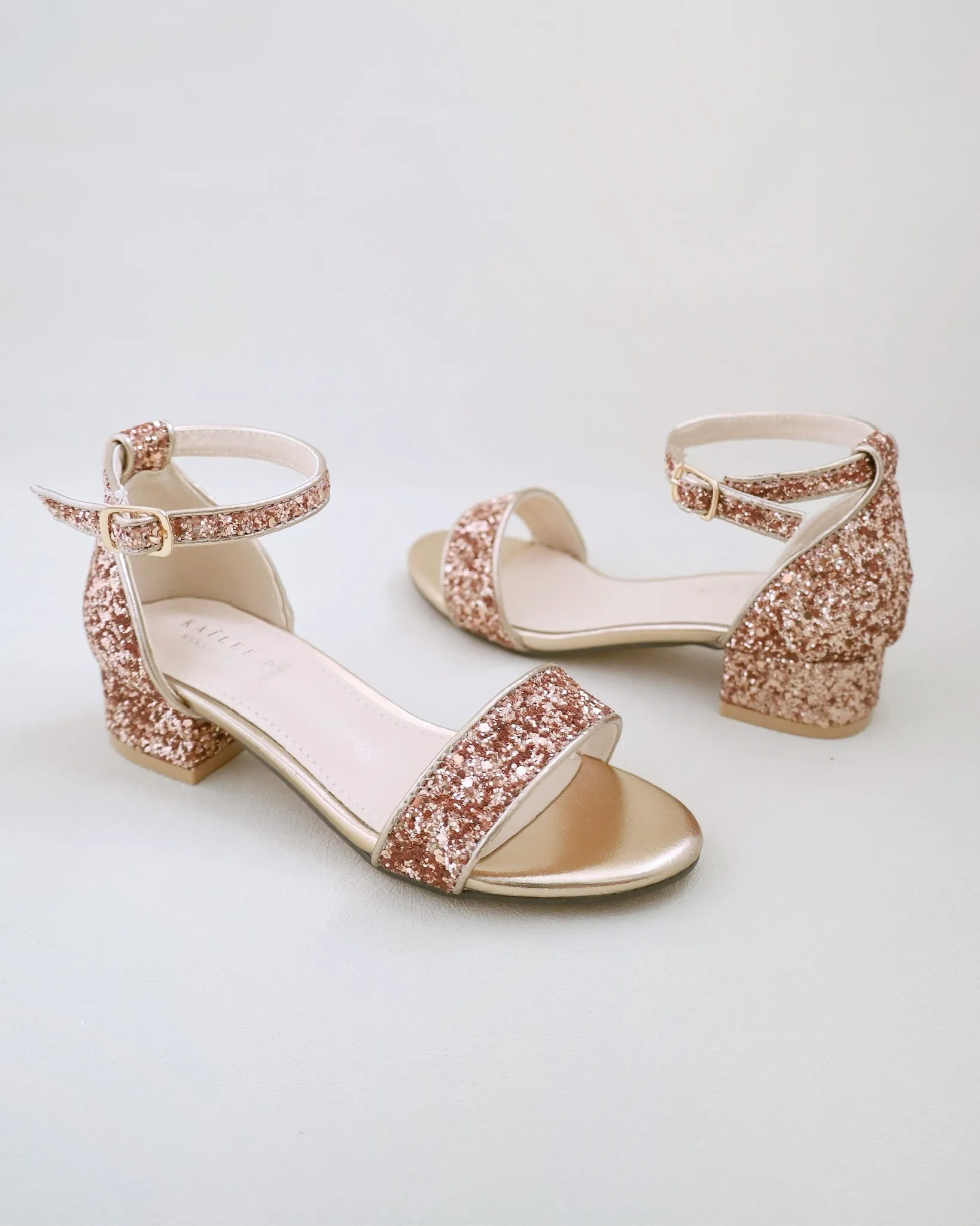 Rock Glitter Low Block Heel Girls Sandals