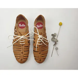 Rollie brown leather "Derby Cage" laceup flats size 38