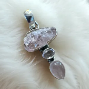 Rose Quartz Solid 925 Sterling Silver Pendant
