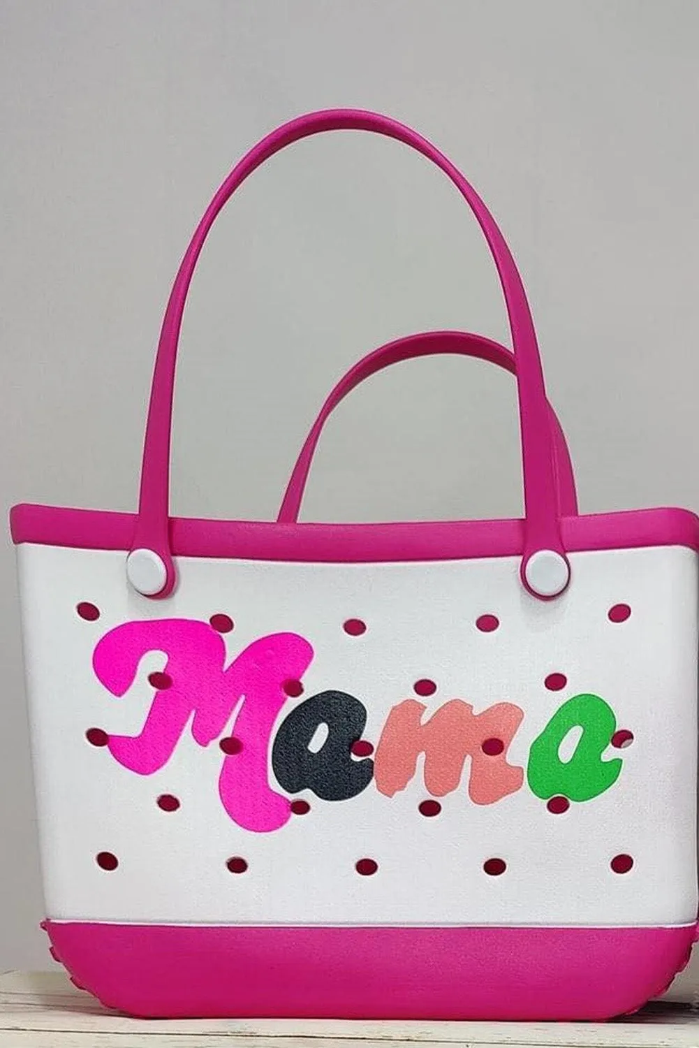 Rose Red mama Print Self-assembly Straps Hollowed EVA Beach Bag