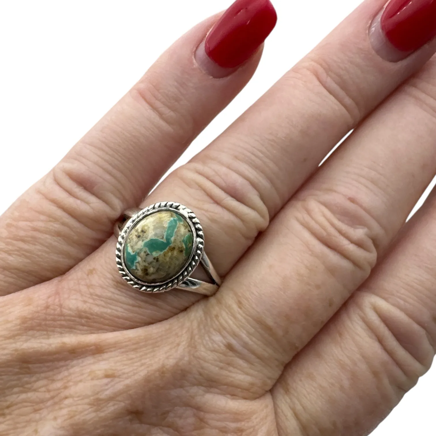 Royston Turquoise Solid 925 Sterling Silver Ring 7.5