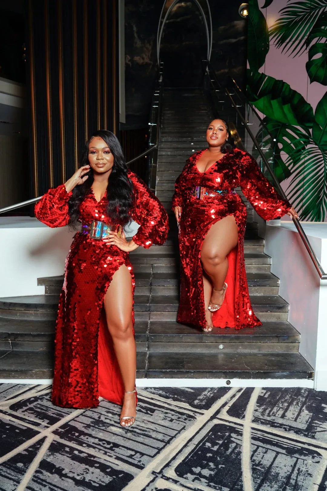 Ruby Red Oyemwen Sequin High Slit Birthday Holiday Dress