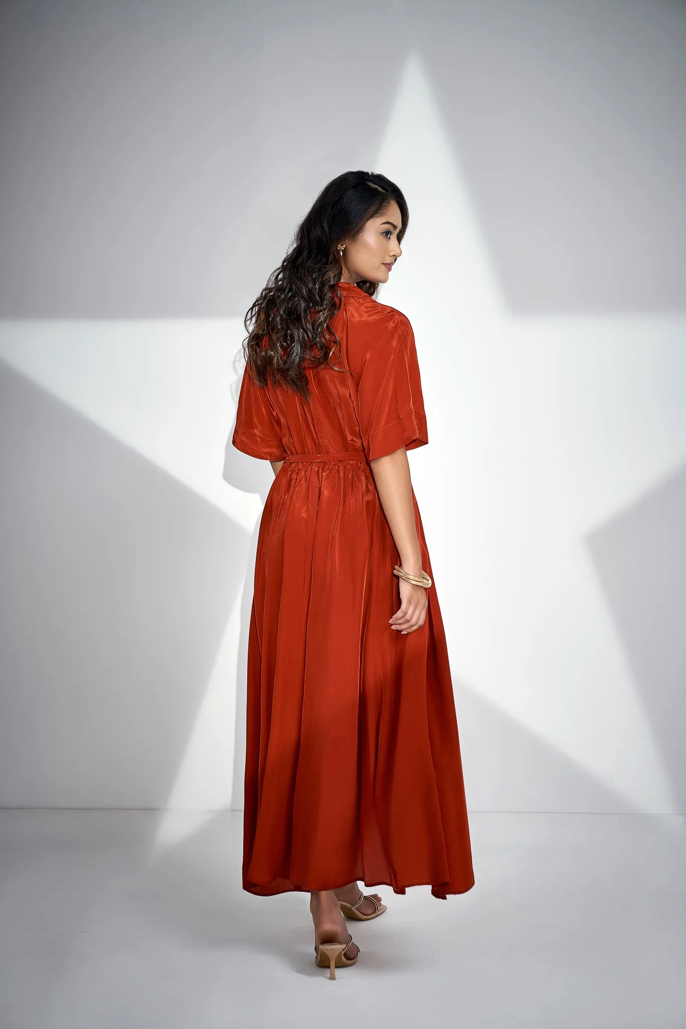 Rust Orange Natural Crepe Dress