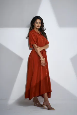 Rust Orange Natural Crepe Dress