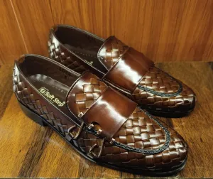 S Double Buckle Two Tone Brown Formal Shoes