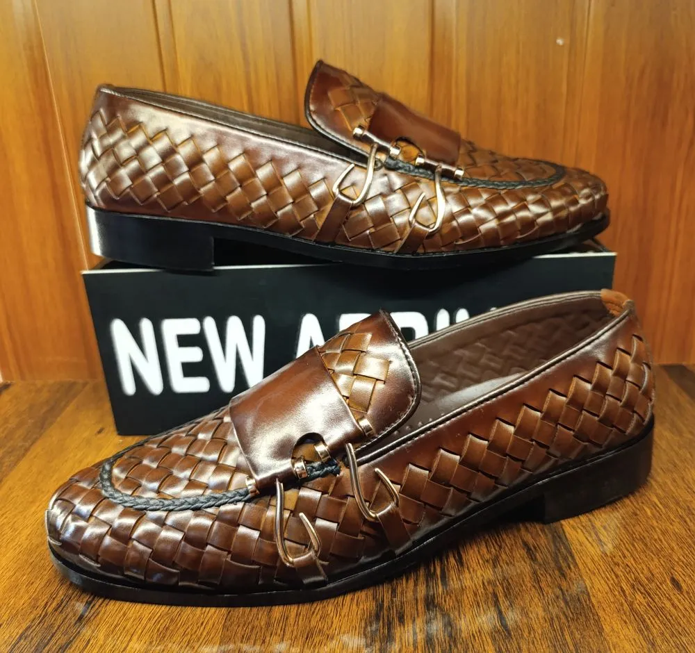 S Double Buckle Two Tone Brown Formal Shoes
