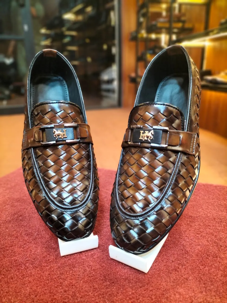S Double Buckle Two Tone Brown Formal Shoes