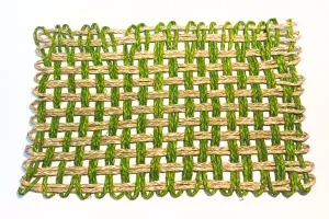 SABAI GRASS TABLE MATS SET OF 2 DUAL TONE NATURAL AND GREEN HANDMADE