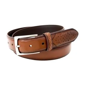 Saddle Tan Wingtip Leather Belt  (Final Sale)
