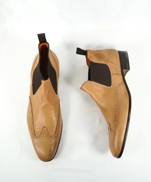 SANTONI - “FATTE A MANO” Orange Lined Low Ankle Boot Brogue - 12