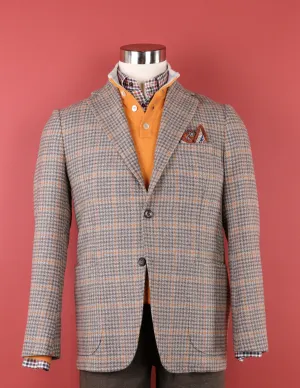 Sartorio Softcoat in Tan/Orange Houndstooth Windowpane