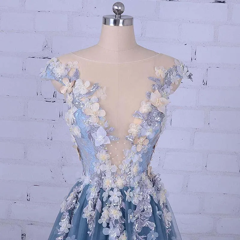 Scoop A-line Sweep/Brush Train Long Prom Dress/Evening Dress   PSK005