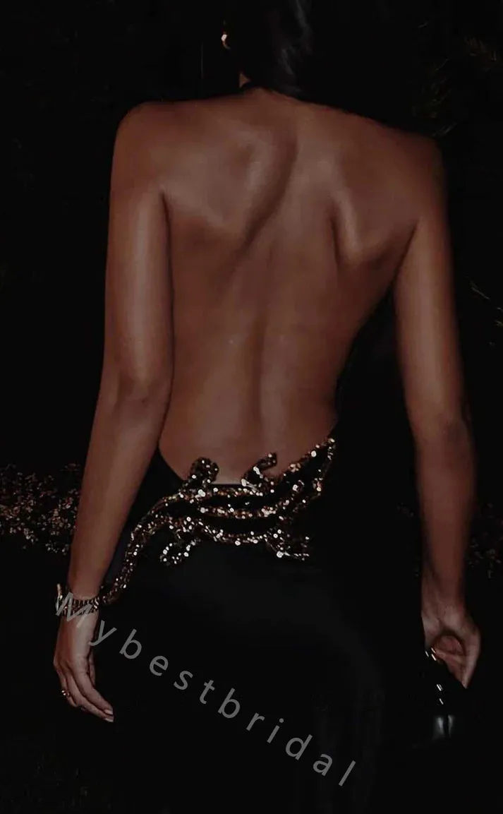 Sexy Deep V-neck Sleeveless Open Back Mermaid Long Prom Dress,PDS11518