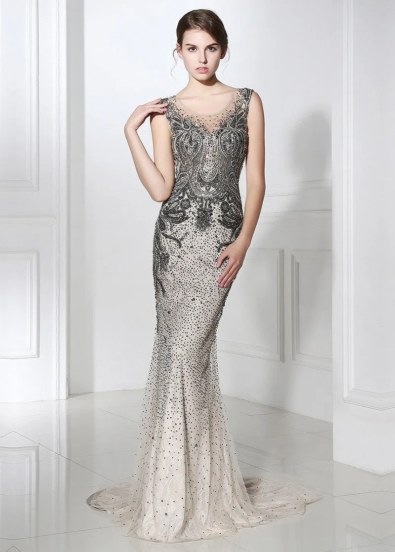 Sheath Evening Dress Lace Appliques