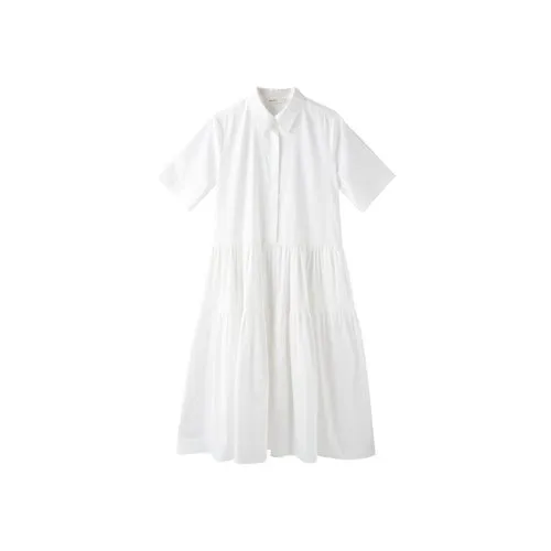 Shirt Cotton Cake Pitch Black And White Short Sleeve Dress