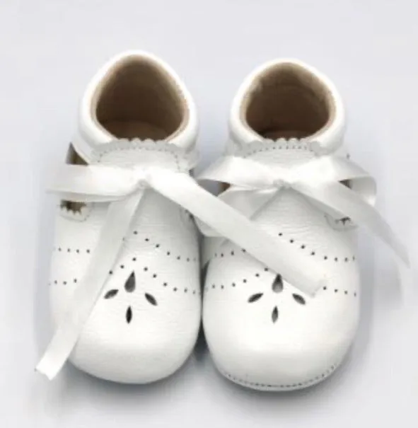 Shoes | ‘Charlotte’ Girls White Ribbon Shoe Hard Sole