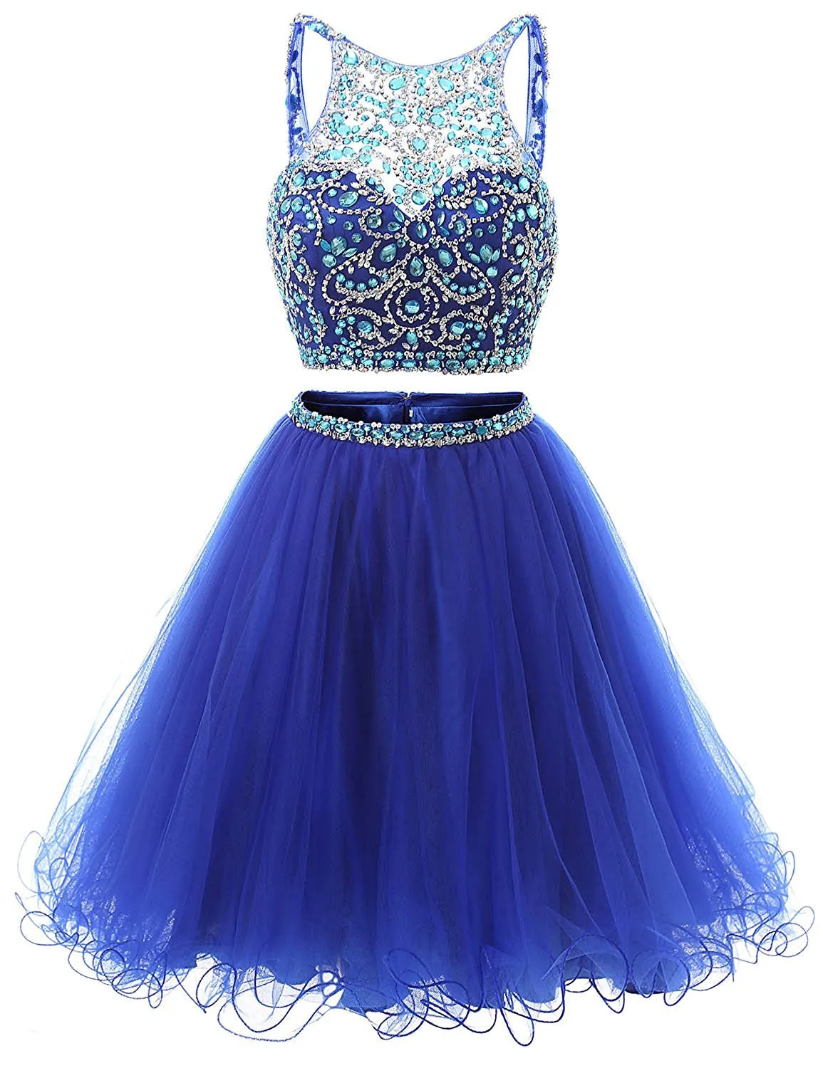 Short Tulle Beading Homecoming Dress