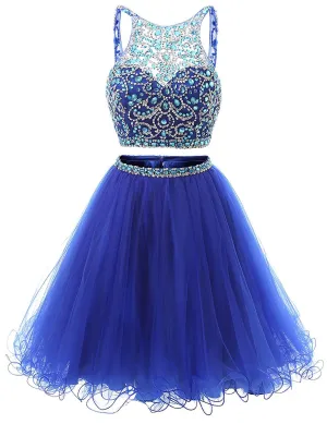 Short Tulle Beading Homecoming Dress