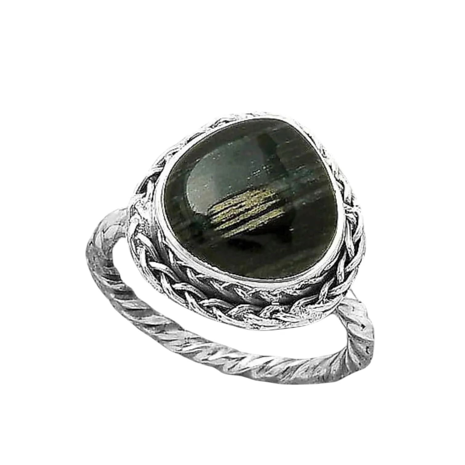 Silver Leaf Obsidian Solid 925 Sterling Silver 7