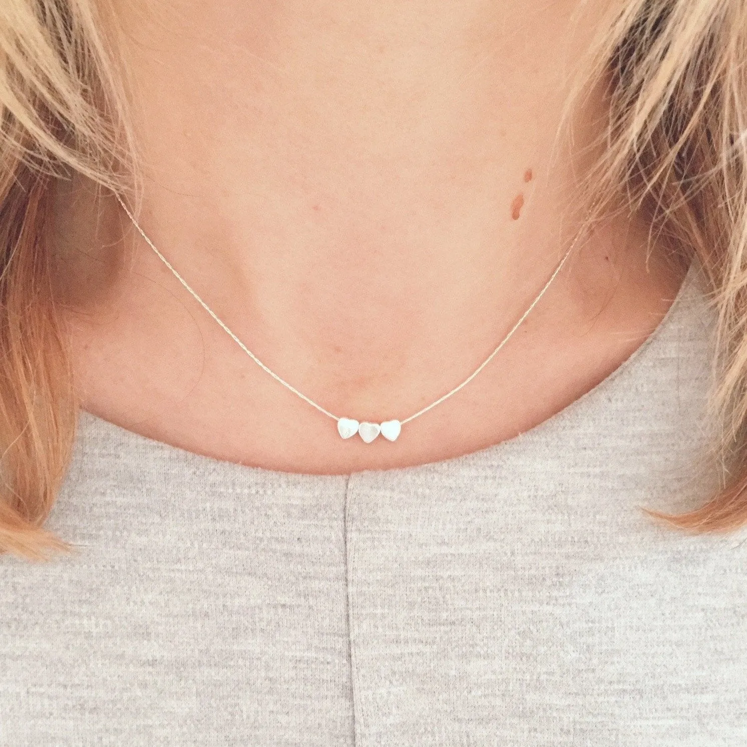 Silver Three Heart Necklace