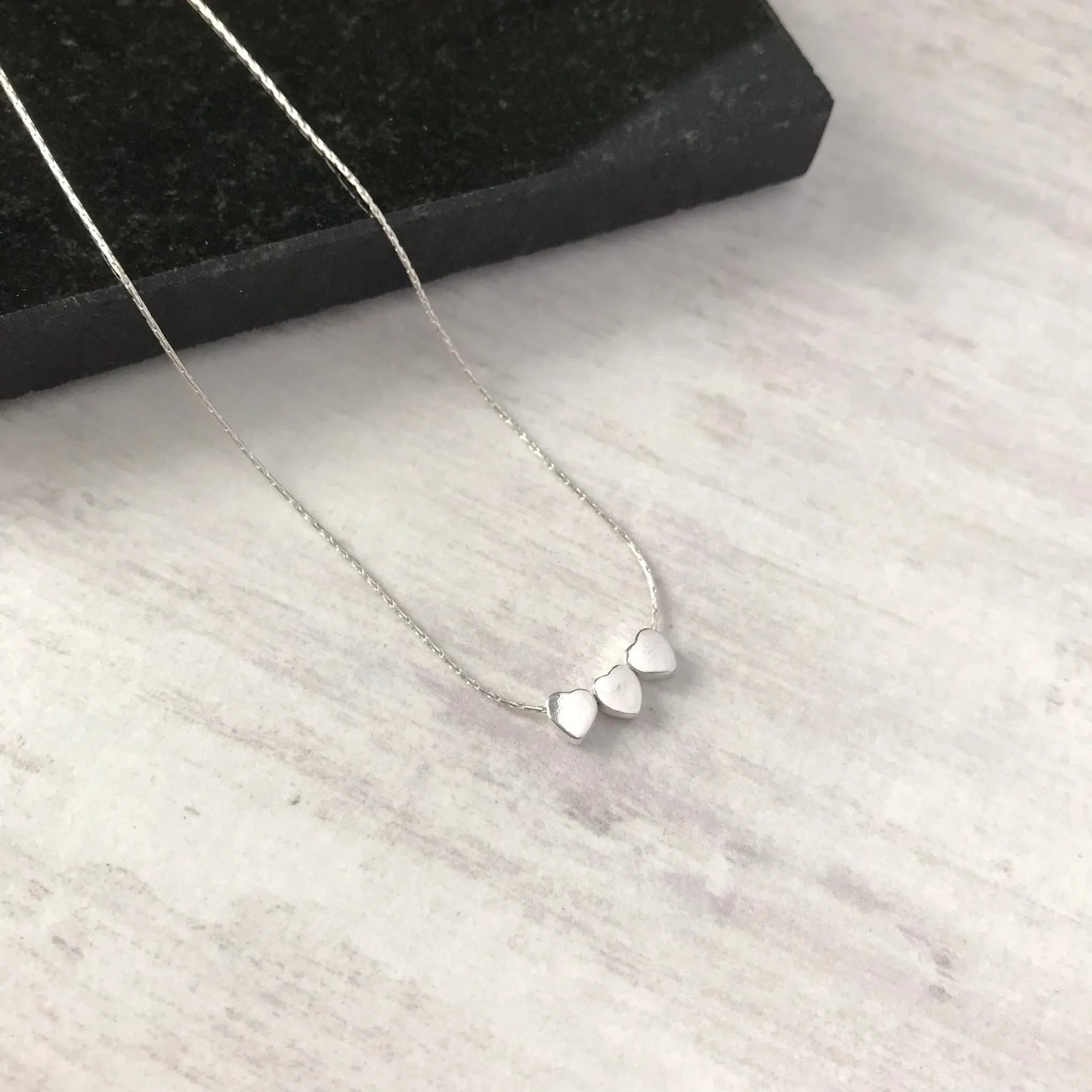 Silver Three Heart Necklace