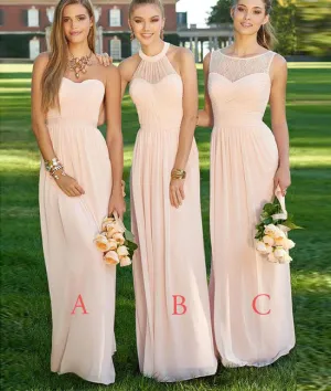 Simple A-line chiffon long prom dress, bridesmaid dress, wedding party dress