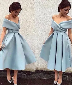 Simple Blue short prom dress, Retro prom dresses, light blue evening dress