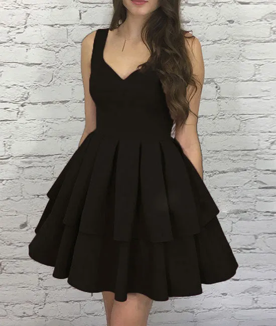Simple burgundy v neck short prom dress, burgundy homecoming dress