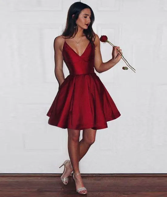 Simple v neck short prom dress, cute homecoming dress