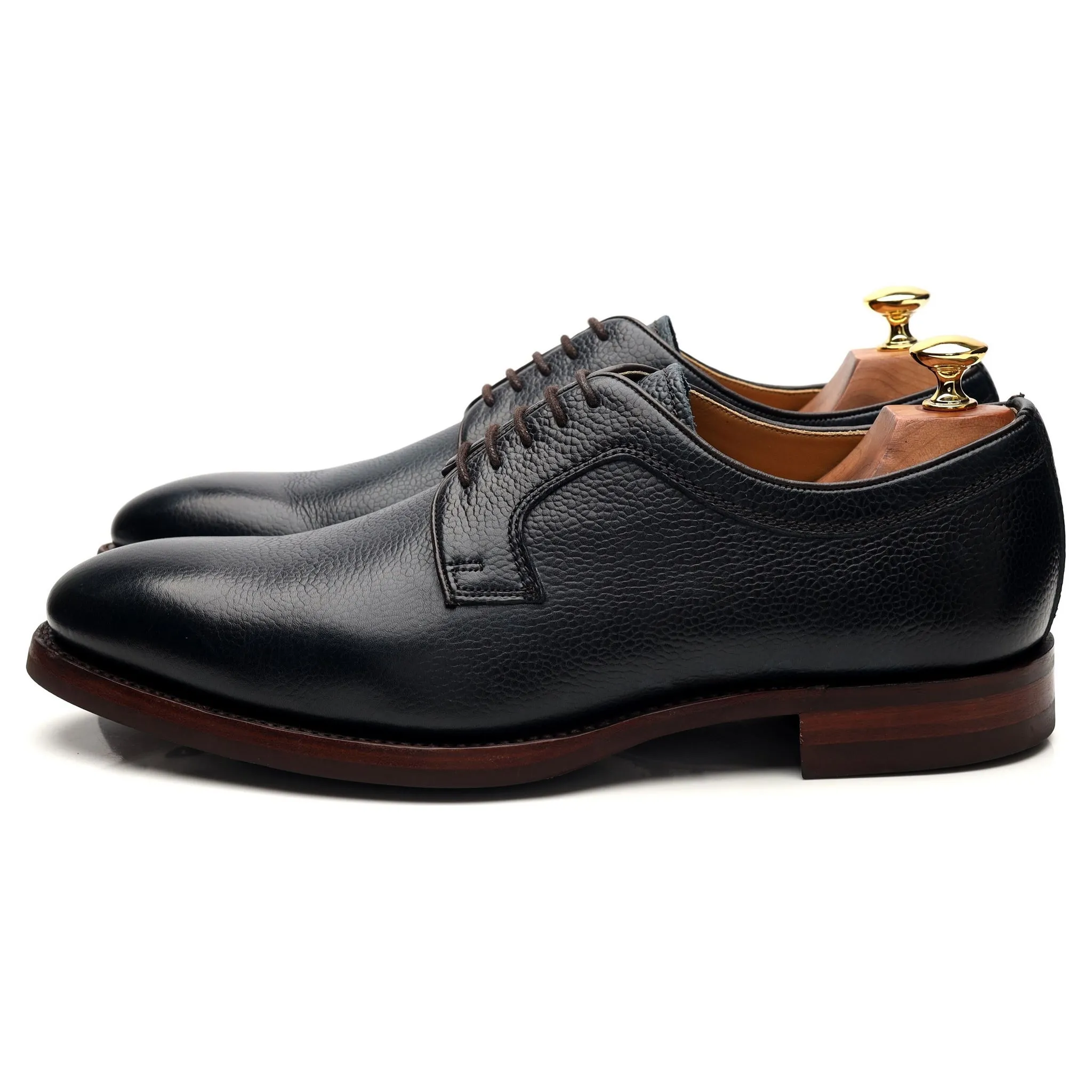 'Skye' Navy Blue Grain Leather Derby UK 9 F