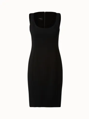 Sleeveless Double-Face Scoop Neck Sheath Dress