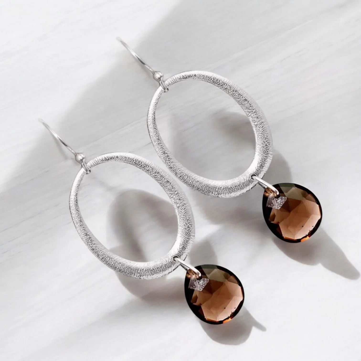 Smoky Topaz Solid 925 Sterling Silver Earrings