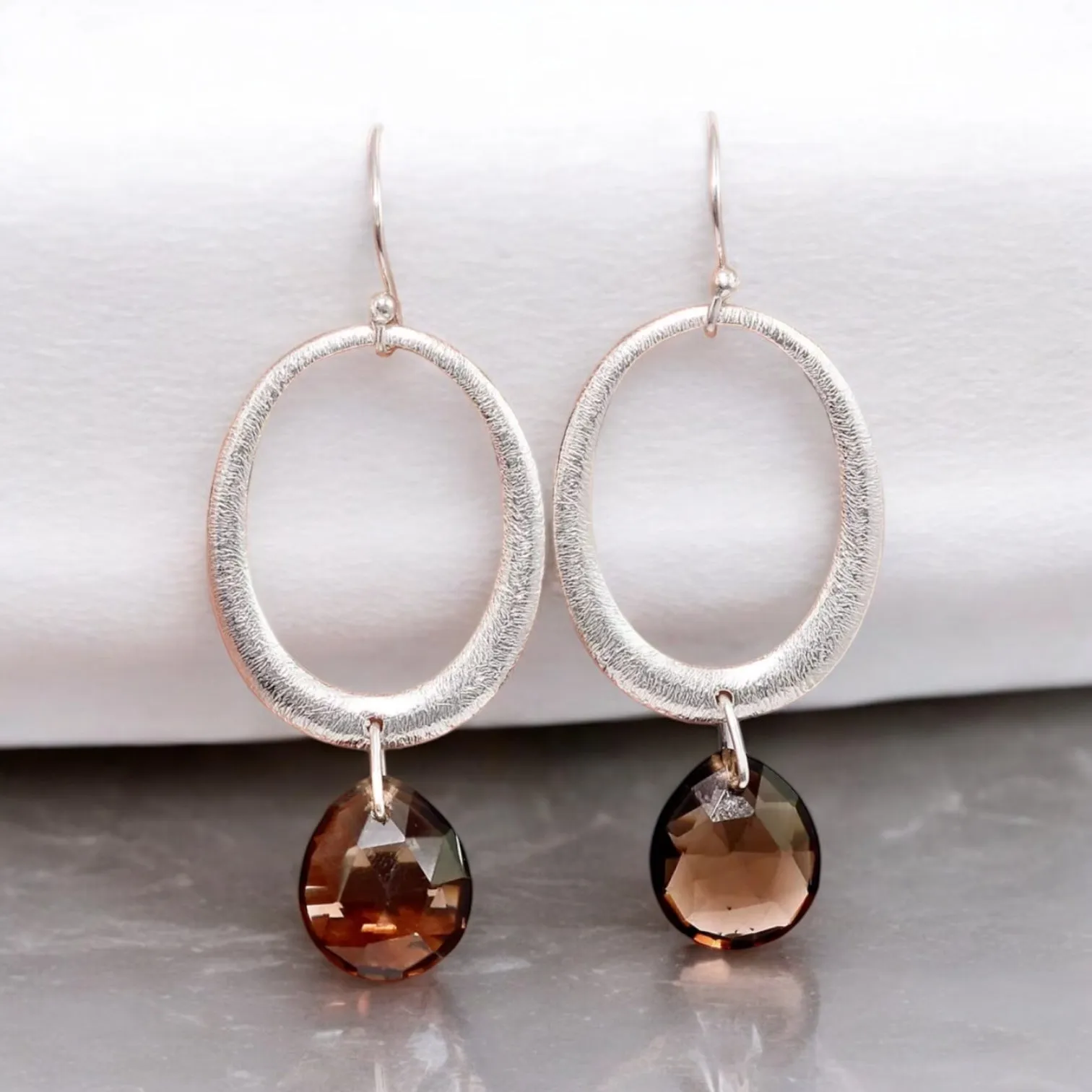 Smoky Topaz Solid 925 Sterling Silver Earrings