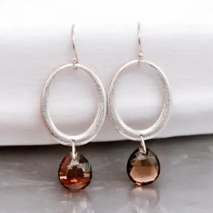 Smoky Topaz Solid 925 Sterling Silver Earrings