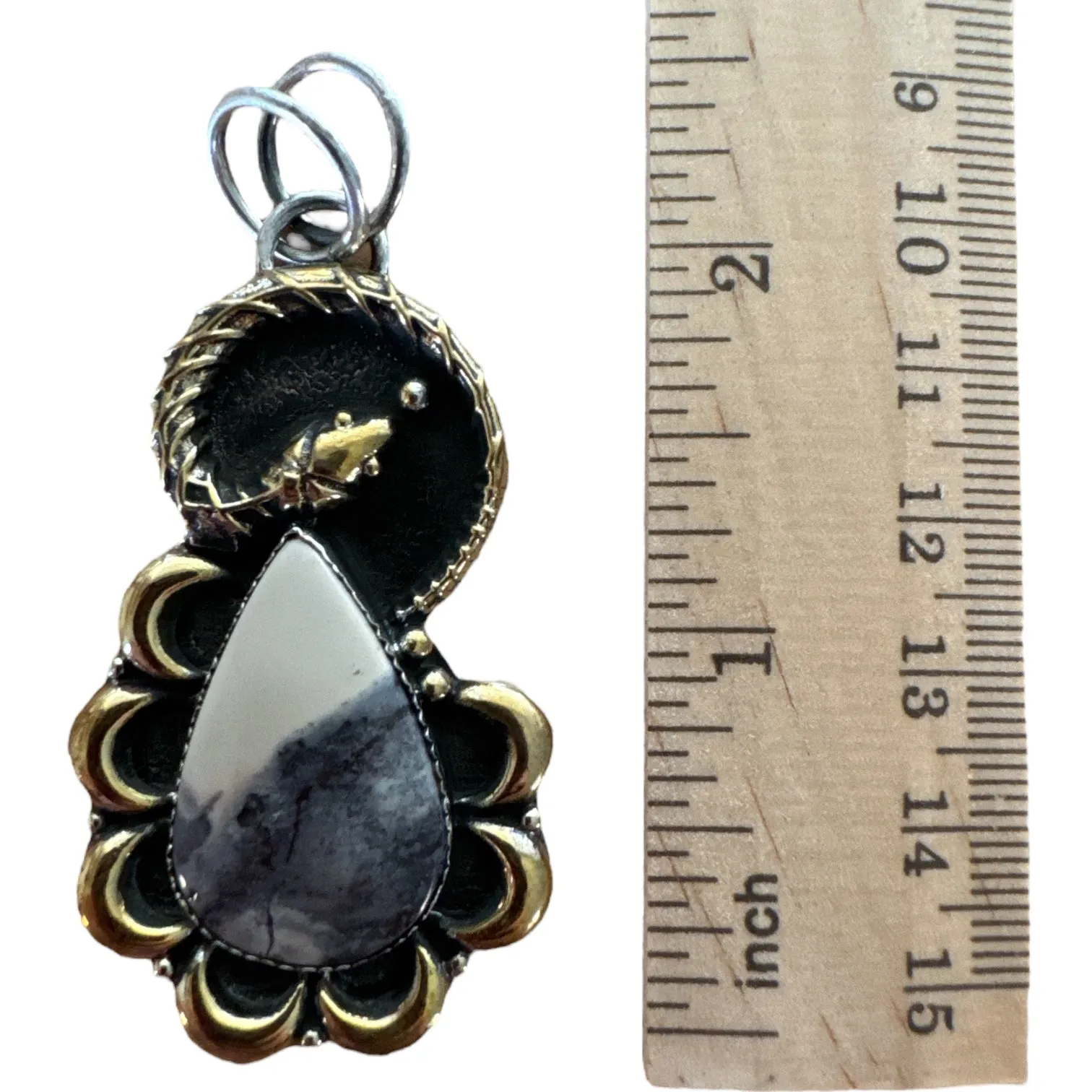 Snake Porcelain Jasper Solid 925 Sterling Silver Pendant