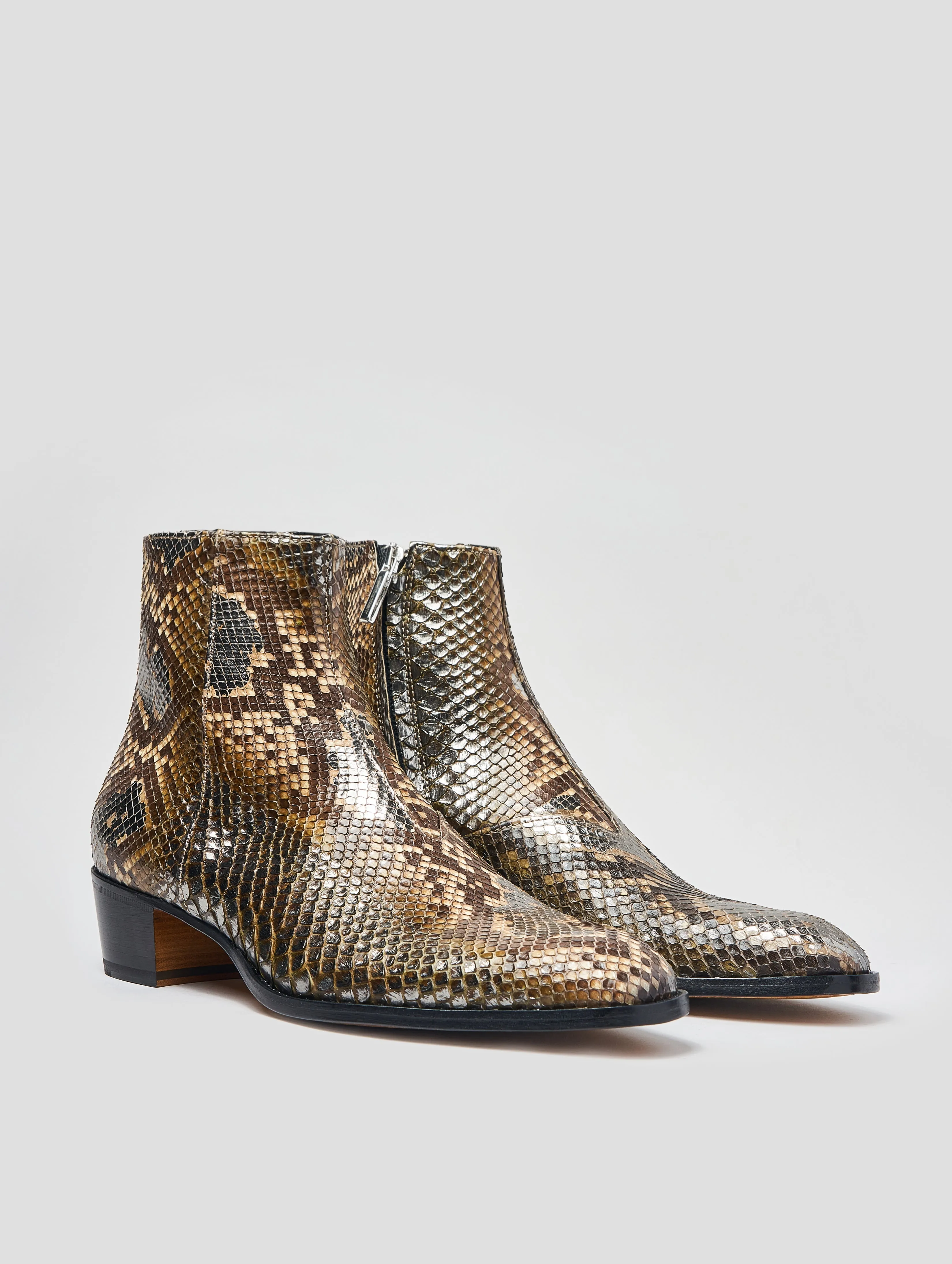 SONNY "SPECIAL EDITION" 40MM ANKLE BOOT IN SILVER SNAKESKIN- Woman