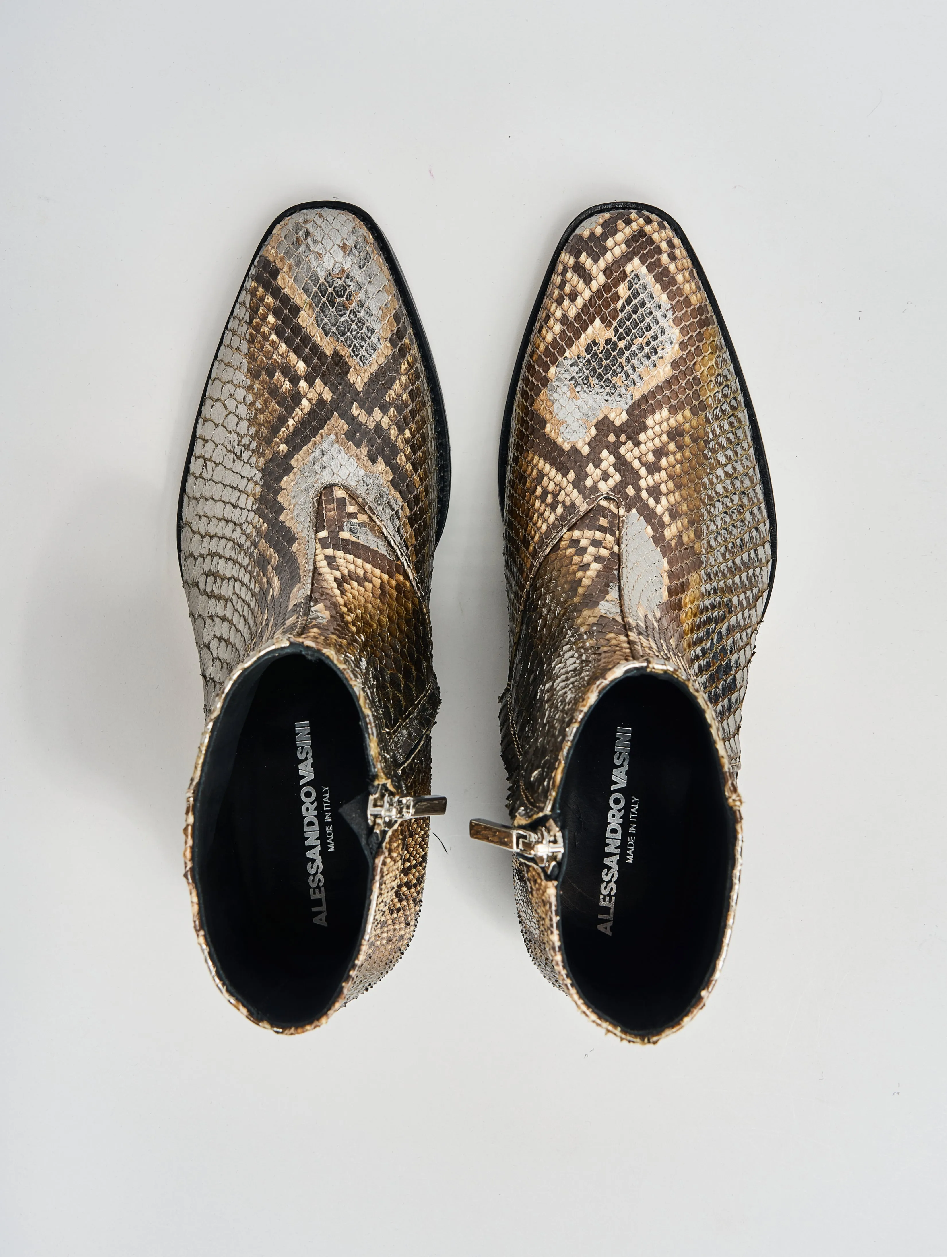 SONNY "SPECIAL EDITION" 40MM ANKLE BOOT IN SILVER SNAKESKIN- Woman