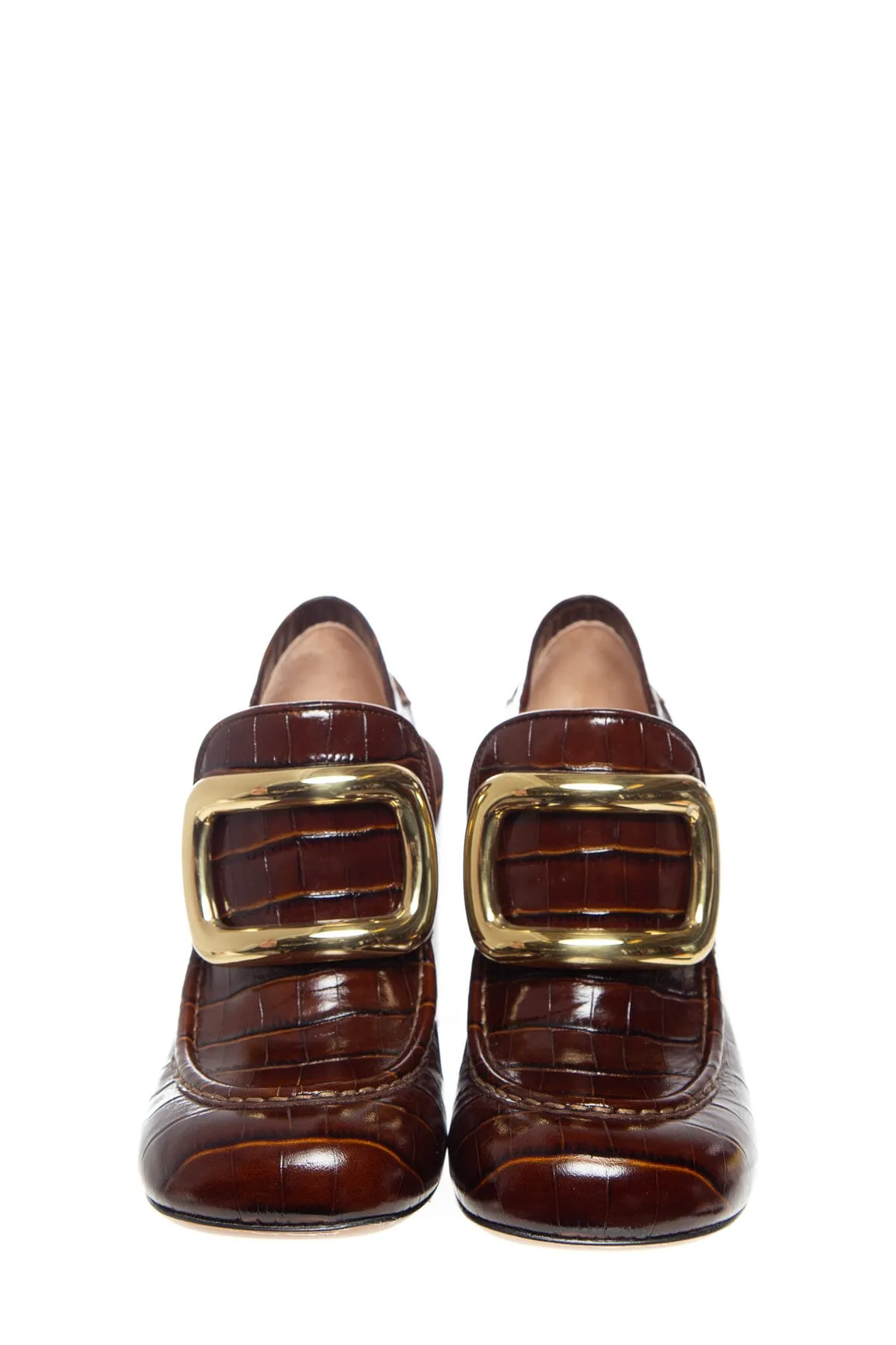 Sport Max Brown Croc Embossed Platforms SZ 38.5