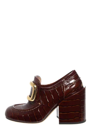 Sport Max Brown Croc Embossed Platforms SZ 38.5